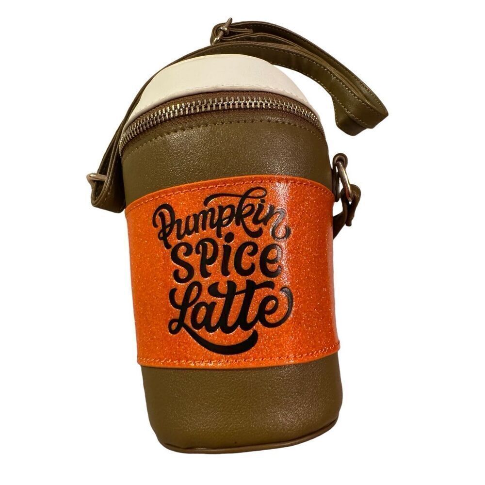 NEW TIKTOK Viral Mad Engine Pumpkin Spice Latte Novelty Crossbody Bag Glitter Pu